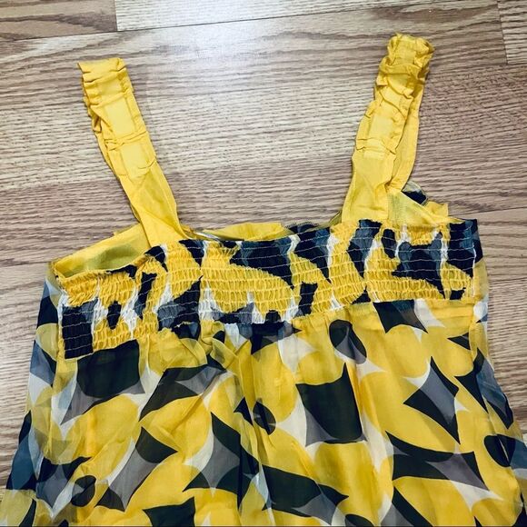 NWT TCEC Barami Yellow & Black Lined  100% Silk Sleeveless Top Embroidered Trim - Picture 11 of 11